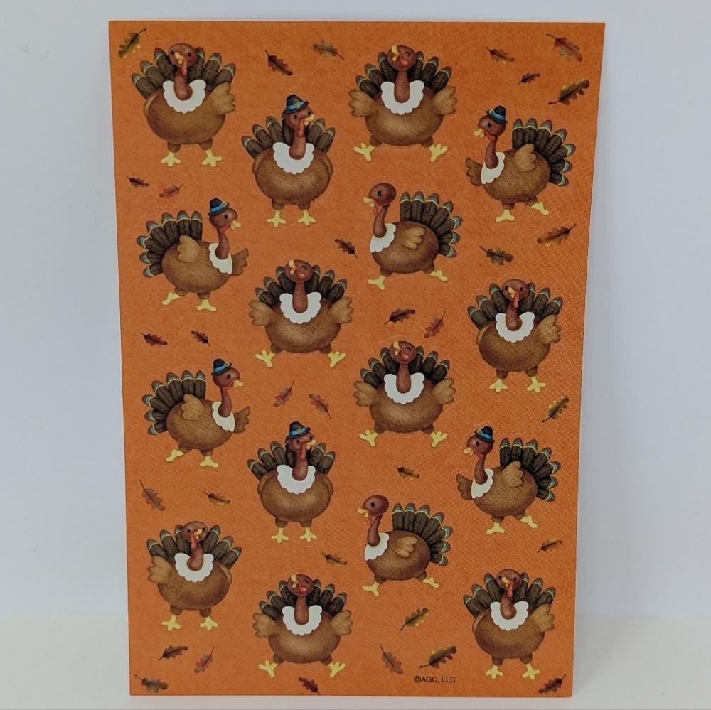 American Greetings Stickers Turkey Autumn Fall Vintage AGC